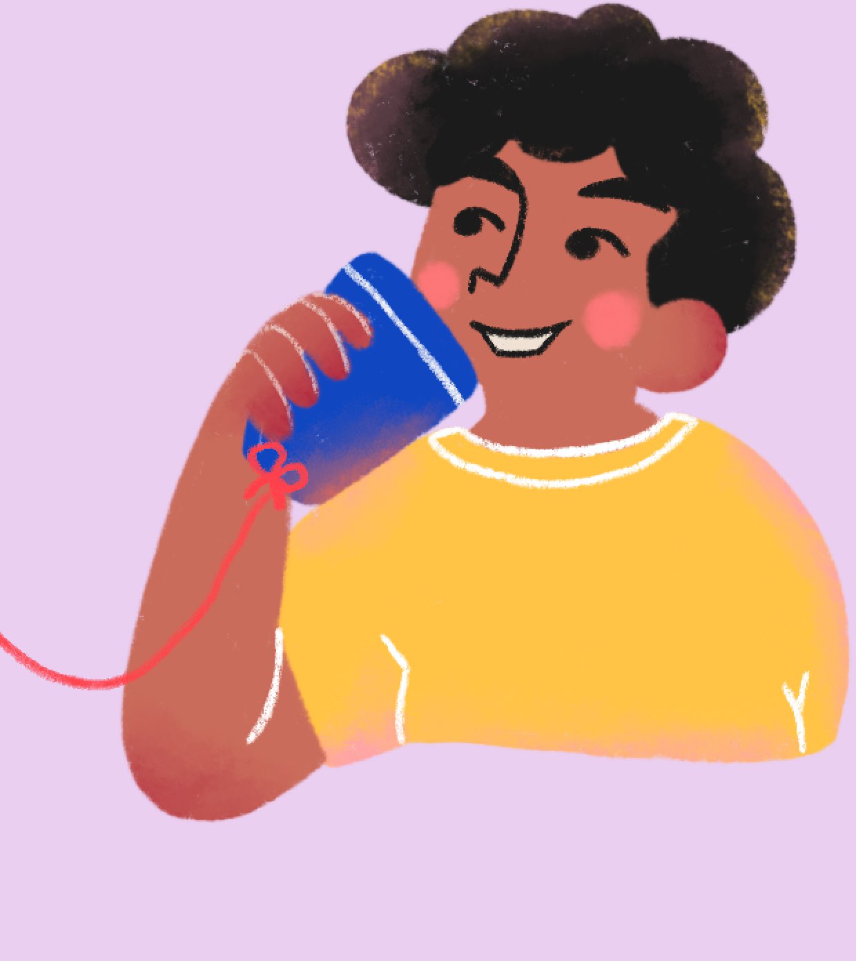 Illustration about communication- character using a tin can phone